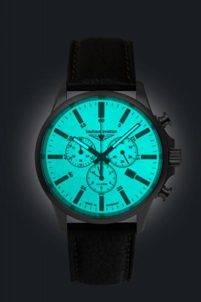 Bauhaus Aviation Herrenuhr Quarz Chronograph mit Lederarmband